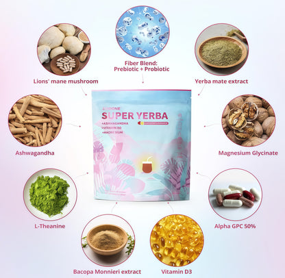 ZOOONE Super Yerba Mate tea Instant Powder30 Packets- Raspberry Lemonade FlavorServings Clean Energy & Focus Boost Brain FogBuster Gut Support, Antioxidants